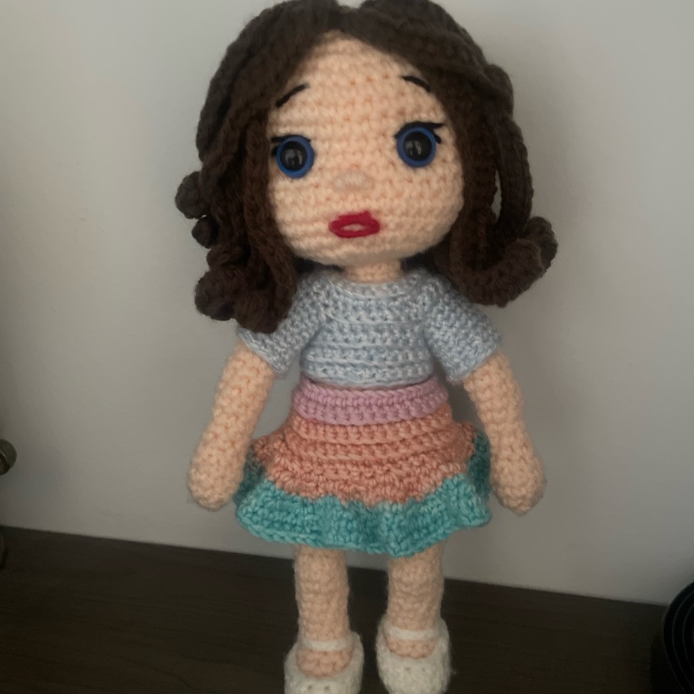 Crochet Doll with Pastel Dress